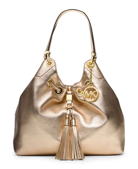 michael kors gold glitter purse|Michael Kors large gold tote.